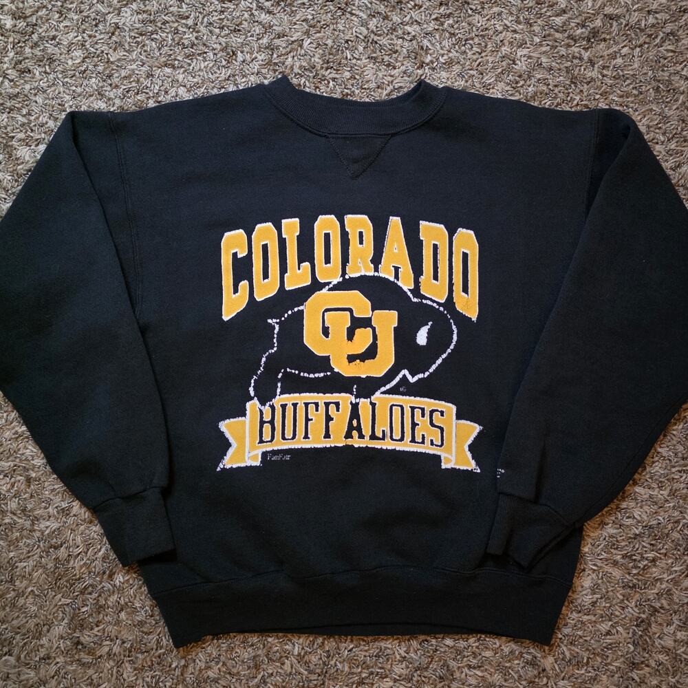 Vintage Colorado Buffaloes Sweatshirt Men's Medium Black Made In USA Bike Brand